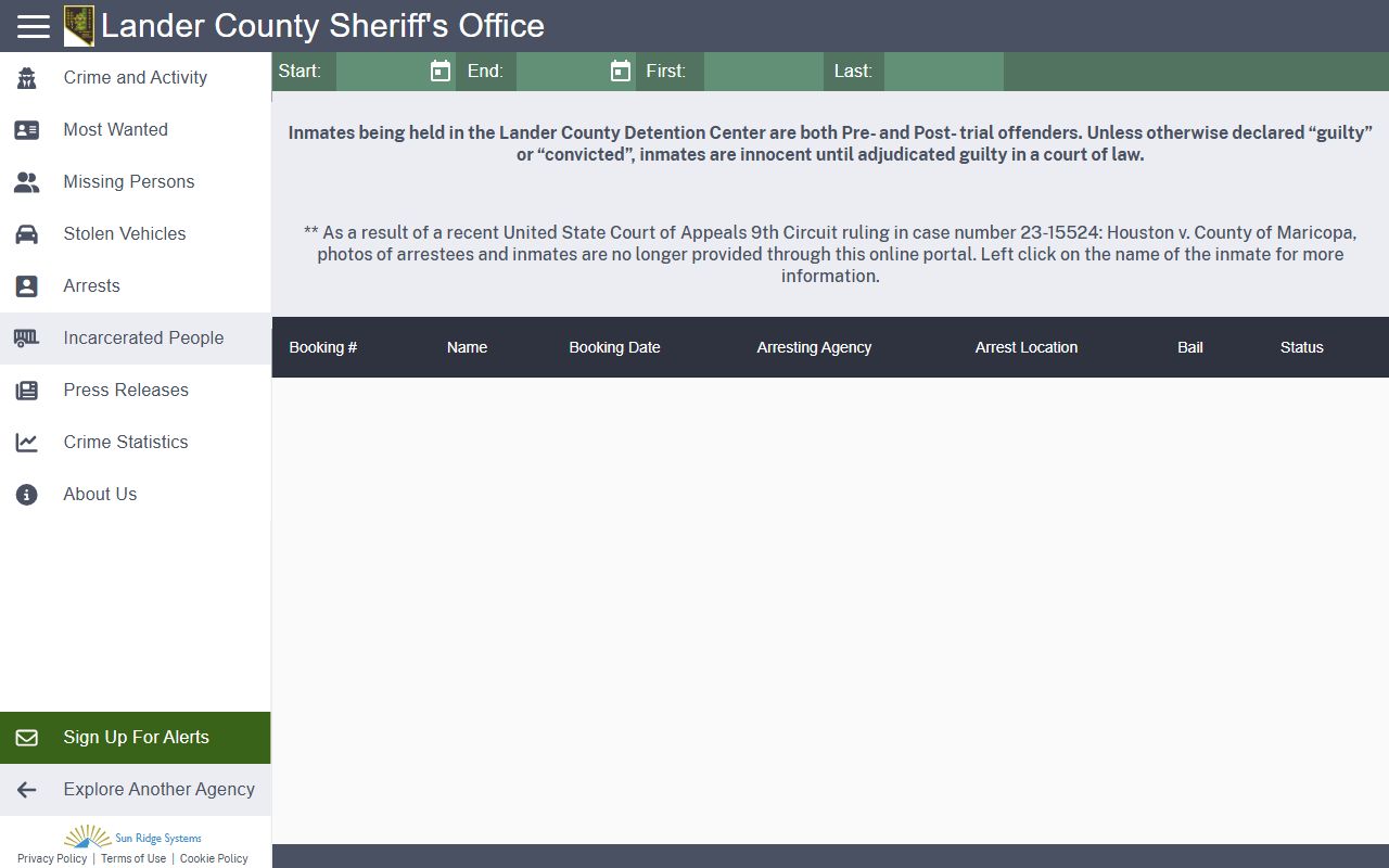 Lander County Detention Center inmate lookup roster