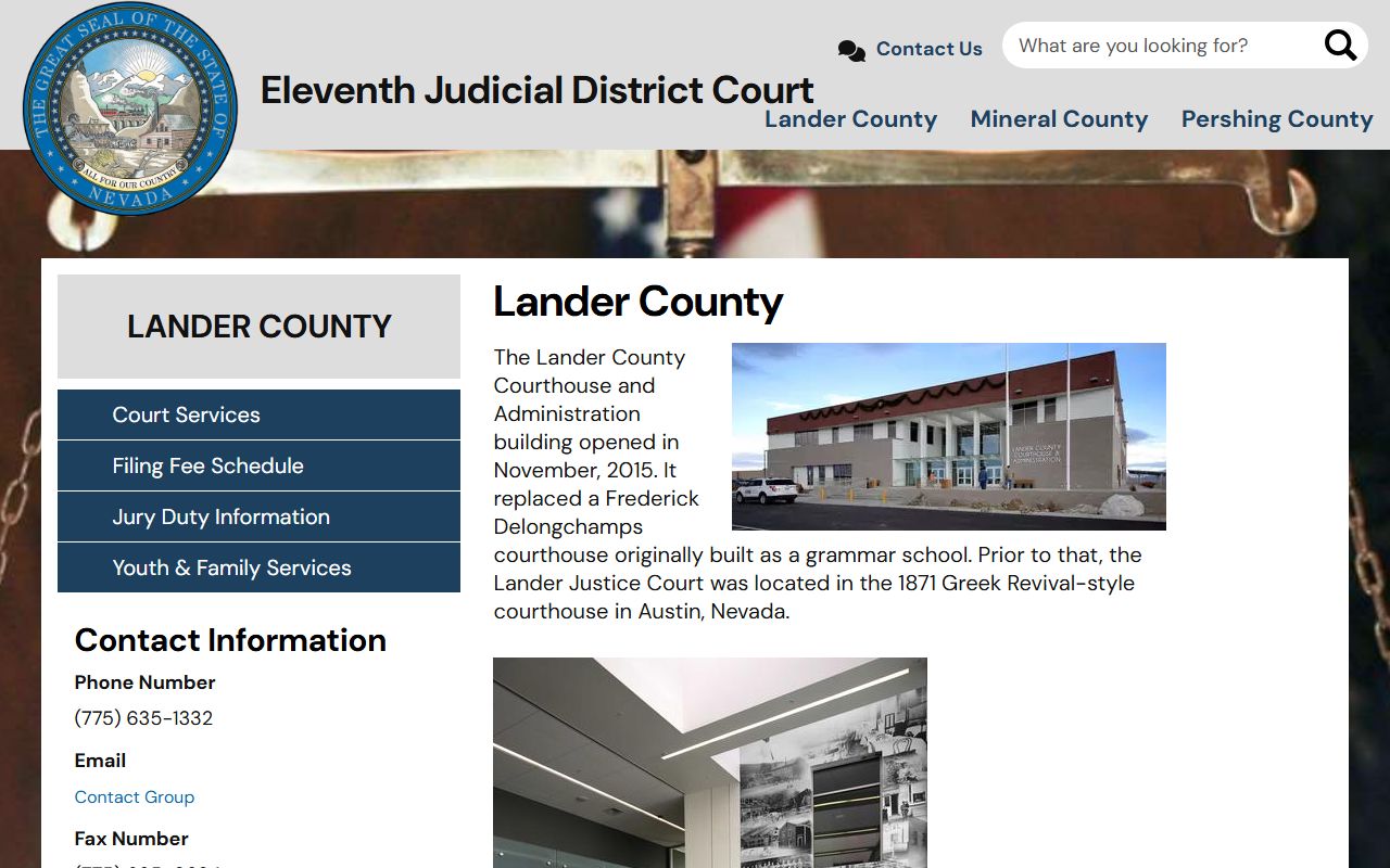 Lander County court records after jail arrest district court page